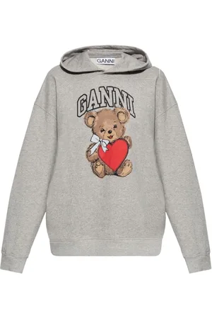 Ganni Femme, Sweatshirts et sweats à capuche, Gris, Taille: 34 FR Sweat à Capuche Imprimé Graphique