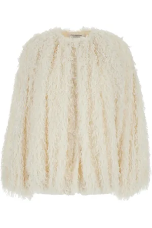Serafini Femme, Vestes, Blanc, Taille: 40 FR Veste Blanche en Jacquard à Manches larges