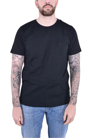 Dondup Homme, Tops, Noir, Taille: M T-shirt en jersey de coton à col rond brodé