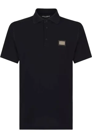 Dolce & Gabbana Homme, Tops, Bleu, Taille: L Polo Bleu Marine avec Badge Logo