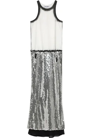 The Attico Femme, Robes, Gris, Taille: 38 FR Robe Longue Drop2 Femme