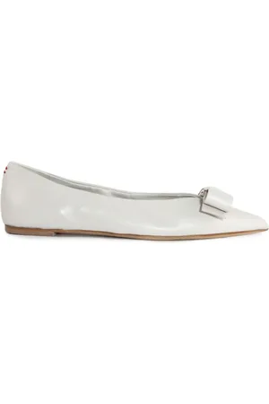 HALMANERA Femme, Chaussures, Blanc, Taille: 39 EU Ballerines en Cuir Blanc Design Pointu