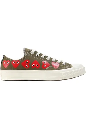 Comme des Garçons Homme, Chaussures, Vert, Taille: 44 EU Khaki Low Heart Multi-Play Baskets