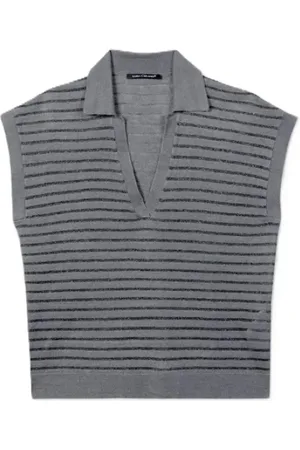 Luisa Cerano Femme, Pulls, Gris, Taille: 42 FR Pull à manches courtes avec col en V