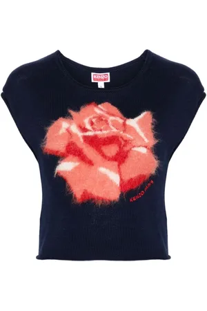 Kenzo Femme, Pulls, Multicolore, Taille: 36 FR Pull Intarsia Floral Bleu