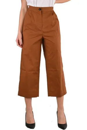 Woolrich Femme, Pantalons, Brun, Taille: 42 FR Pantalon en Coton Taille Haute