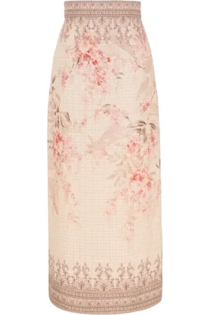 ZIMMERMANN Femme, Jupes, Multicolore, Taille: 40 FR Jupe Imprimée Graphique Taille Haute