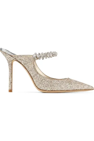 Jimmy Choo Femme, Chaussures, Gris, Taille: 38 EU Sandales Argentées à Bride en Cristaux