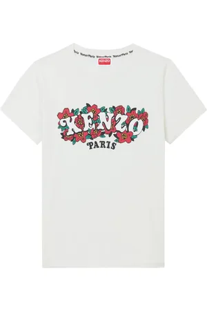 Kenzo Femme, Tops, Blanc, Taille: 42 FR T-shirt Blanc en Coton avec Animation Imprimée