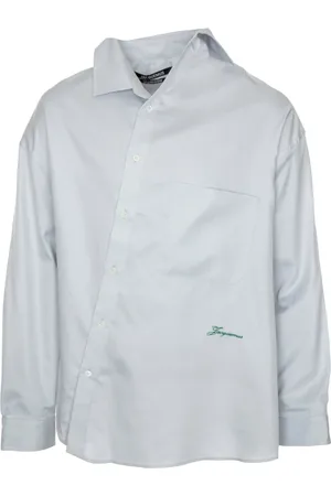 Jacquemus Homme, Chemises, Bleu, Taille: L Chemise Asymétrique Oversize avec Détails Boutonnés