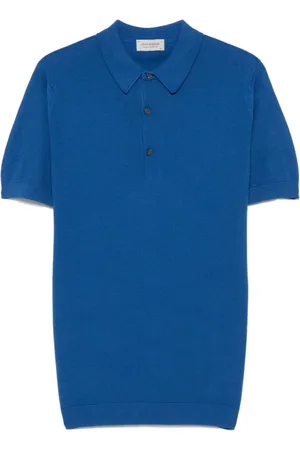 JOHN SMEDLEY Homme, Tops, Bleu, Taille: M Polo Bleu avec Bordure Côtelée
