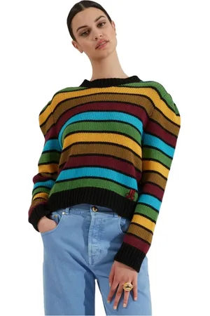 La DoubleJ Femme, Pulls, Multicolore, Taille: 40 FR Pull Rayé Arc-en-Ciel