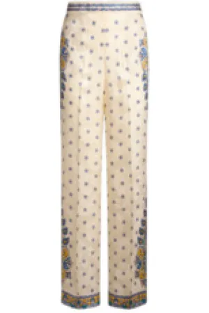 Etro Femme, Pantalons, , Taille: 40 FR Rose Jacquard Floral Wide-Leg Pantalons
