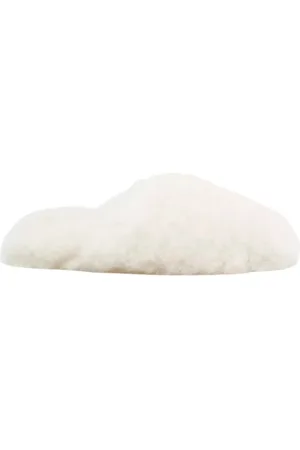 YVES SALOMON Femme, Chaussures, Blanc, Taille: 37 EU Mules en fourrure blanche
