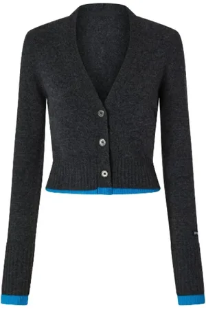Pinko Femme, Pulls, Gris, Taille: 42 FR Gilet Court en Cachemire avec Col en V