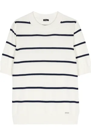 Kiton Femme, Tops, Blanc, Taille: 40 FR T-shirt en coton rayé