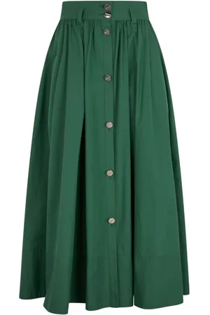 Liu Jo Femme, Jupes, Vert, Taille: 40 FR Jupe Midi Verte Évasée Boutons Élégants