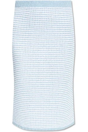 Tory Burch Femme, Jupes, Bleu, Taille: 36 FR Jupe Midi en Coton à Rayures et Points