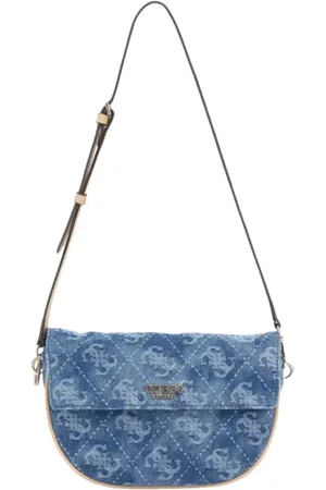 Guess Femme, Sacs, Bleu, Taille: ONE Size Sac à Main en Denim Bleu avec Détails Dorés
