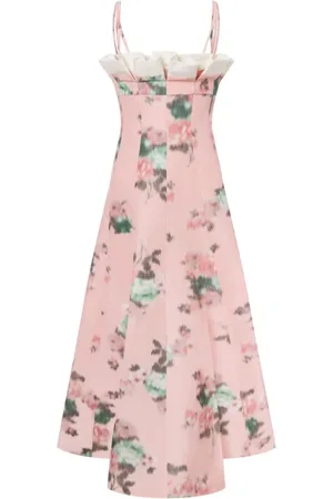Serafini Femme, Robes, Multicolore, Taille: 40 FR Robe Midi en Lin Mélangé à Imprimé Floral