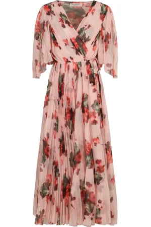 Serafini Femme, Robes, Multicolore, Taille: 40 FR Robe Longue Plissée à Fleurs