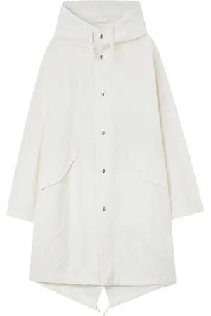 Jil Sander Homme, Manteaux, Blanc, Taille: L Parka à Capuche de Poisson en Coton Blanc