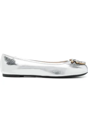 Pinko Femme, Chaussures, Gris, Taille: 40 EU Ballerines en cuir à bout rond