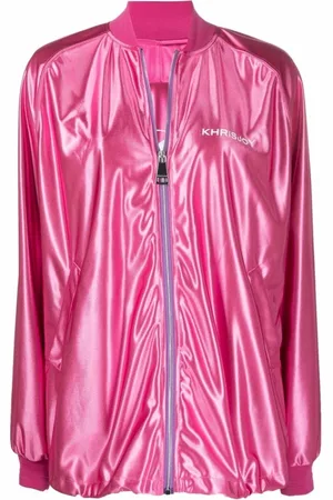 Khrisjoy Femme, Vestes, Rose, Taille: 36 FR Veste de survêtement urbaine en satin