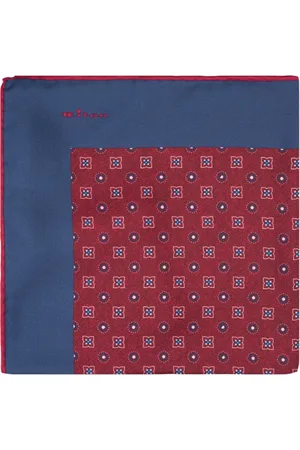 Kiton Homme, Accessoires, Rouge, Taille: ONE Size Pochette de Costume Rouge à Motifs Floraux Géométriques