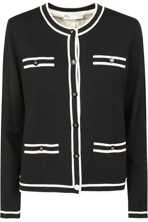 Tory Burch Femme, Pulls, Noir, Taille: 40 FR Cardigan Crème Lana