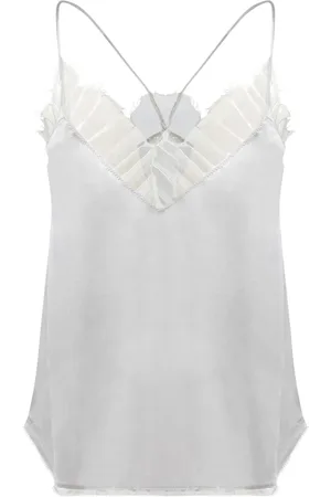 IRO Femme, Tops, Gris, Taille: 40 FR Haut à col en V avec détails en dentelle