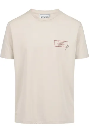 Iceberg Homme, Tops, , Taille: 2XL T-shirt slim en coton stretch couleur poudrée avec imprimé Coquelicot
