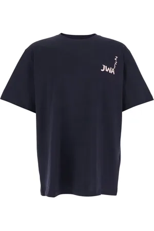 J.W.Anderson Homme, Tops, Bleu, Taille: S T-shirt bleu à col rond avec détail logo