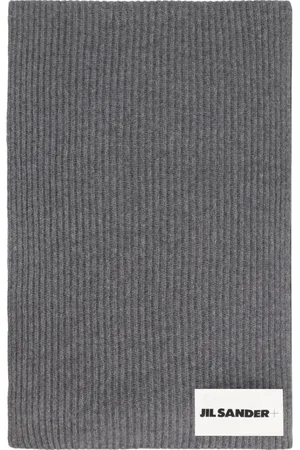 Jil Sander Homme, Accessoires, Gris, Taille: ONE Size Écharpe en laine tricotée côtelée