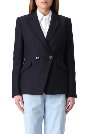 HUGO BOSS Femme, Vestes, Bleu, Taille: 44 FR Blazer en coton tweed coupe classique