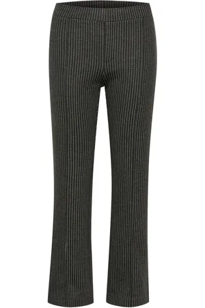 Part Two Femme, Pantalons, Gris, Taille: 42 FR Pantalon Droit à Rayures Fines Gris Foncé