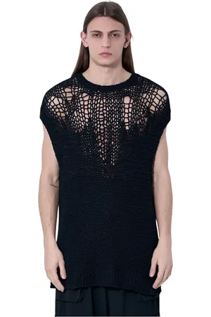 YOHJI YAMAMOTO Homme, Pulls, Noir, Taille: ONE Size Gilet à mailles ouvertes