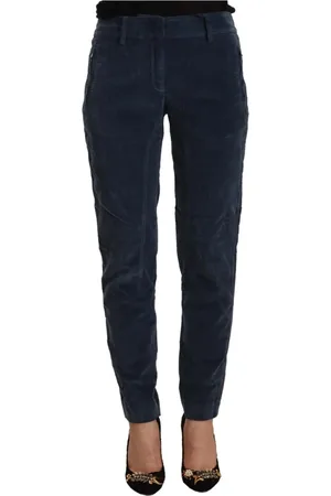 PESERICO SIGN Femme, Pantalons, Bleu, Taille: 36 FR Pantalon Fuselé en Coton Bleu