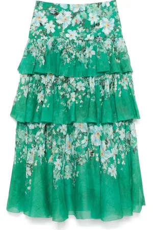 ZIMMERMANN Femme, Jupes, Vert, Taille: 40 FR Jupe Maxi Plissée