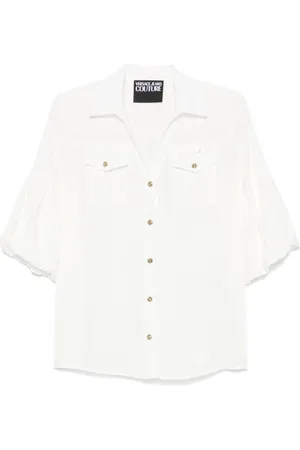 VERSACE Femme, Blouses et Chemises, Blanc, Taille: 38 FR Chemise Blanche avec Détails en V