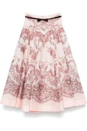 ZIMMERMANN Femme, Jupes, Rose, Taille: 38 FR Crush Flared Midi Skirt