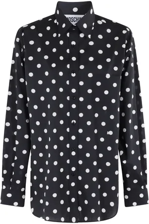 Moschino Femme, Blouses et Chemises, Noir, Taille: 36 FR Chemise noire à pois en coton