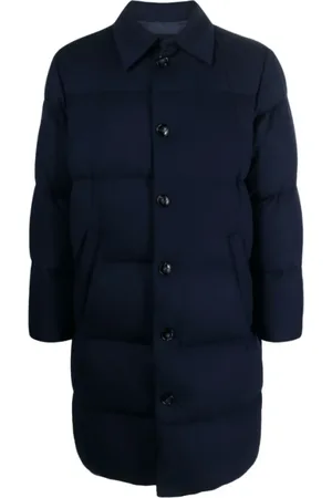 Kiton Homme, Vestes, Bleu, Taille: XL Manteau Rembourré en Cachemire Bleu Indigo
