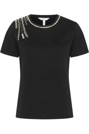 Part Two Femme, Tops, Noir, Taille: 46 FR T-shirt Noir Brodé