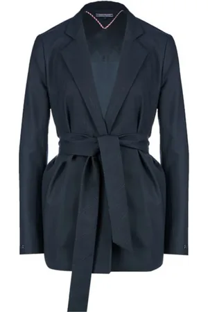 Tommy Hilfiger Femme, Vestes, Bleu, Taille: 42 FR Blazer Ceinturé Classique en Mélange de Laine
