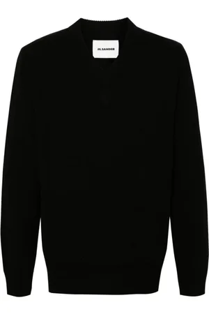 Jil Sander Homme, Pulls, Noir, Taille: L Pull Noir Tricoté Col en V