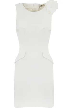 Elisabetta Franchi Femme, Robes, , Taille: 40 FR Robe Florale en Crêpe Sans Manches avec Poches