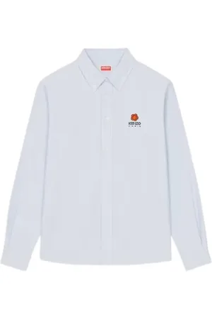 Kenzo Homme, Chemises, Bleu, Taille: S Chemise Oxford avec Patch Fleur Boke