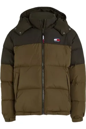 Tommy Hilfiger Homme, Vestes, Vert, Taille: L Manteau Rembourré Color Block en Polyester avec Capuche