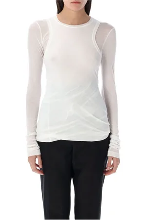Jil Sander Femme, Tops, Blanc, Taille: 40 FR T-shirt Double Manches Longues